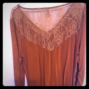 Boutique shirt burnt orange long sleeve shirt